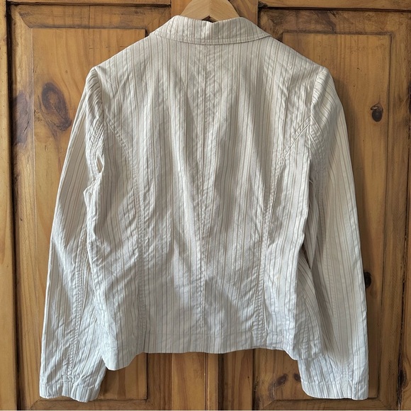 Reitmans 100% Cotton Striped Pinstripe Blazer Beige and Off White - Size 9 - Picture 8 of 11
